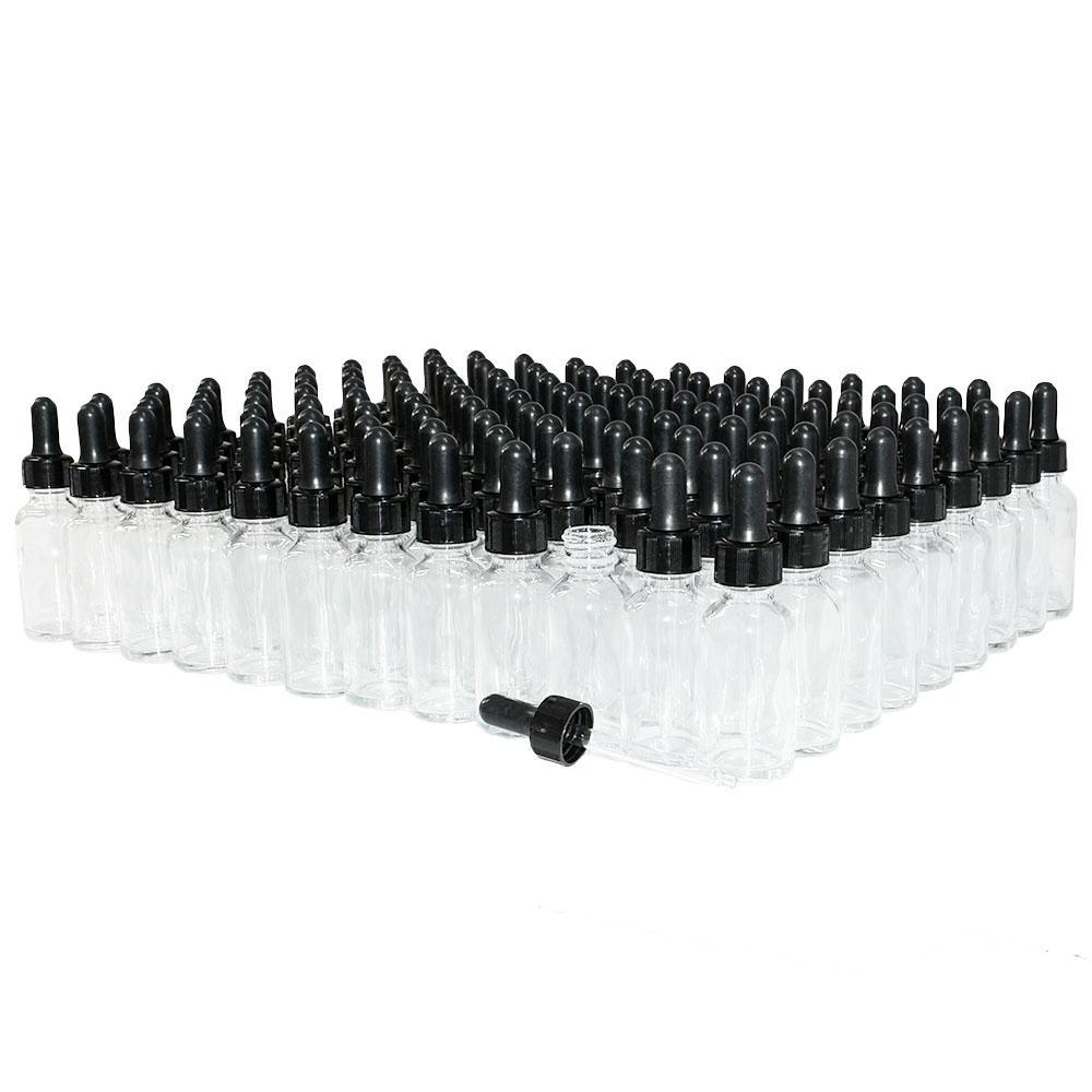 1 oz. Clear Boston Round with Black Nitrile Glass Dropper (20/400) (V20) (V12)