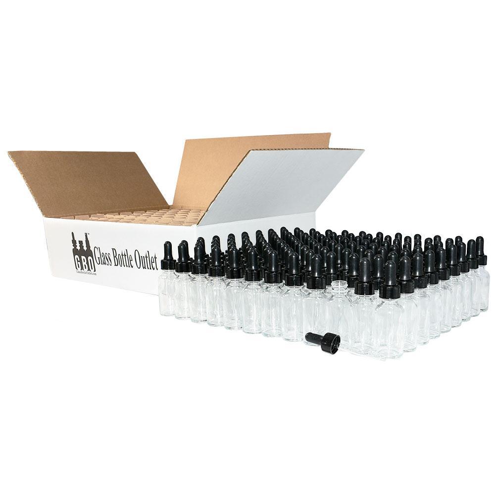 1 oz. Clear Boston Round with Black Nitrile Glass Dropper (20/400) (V20) (V12)