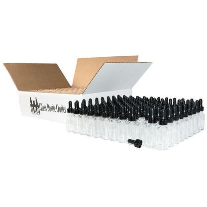 1 oz. Clear Boston Round with Black Nitrile Glass Dropper (20/400) (V20) (V12)