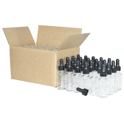 1 oz. Clear Boston Round with Black Nitrile Glass Dropper (20/400) (V23) (V12)
