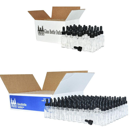 1 oz. Clear Boston Round with Black Nitrile Glass Dropper (20/400) (V7) (V12)