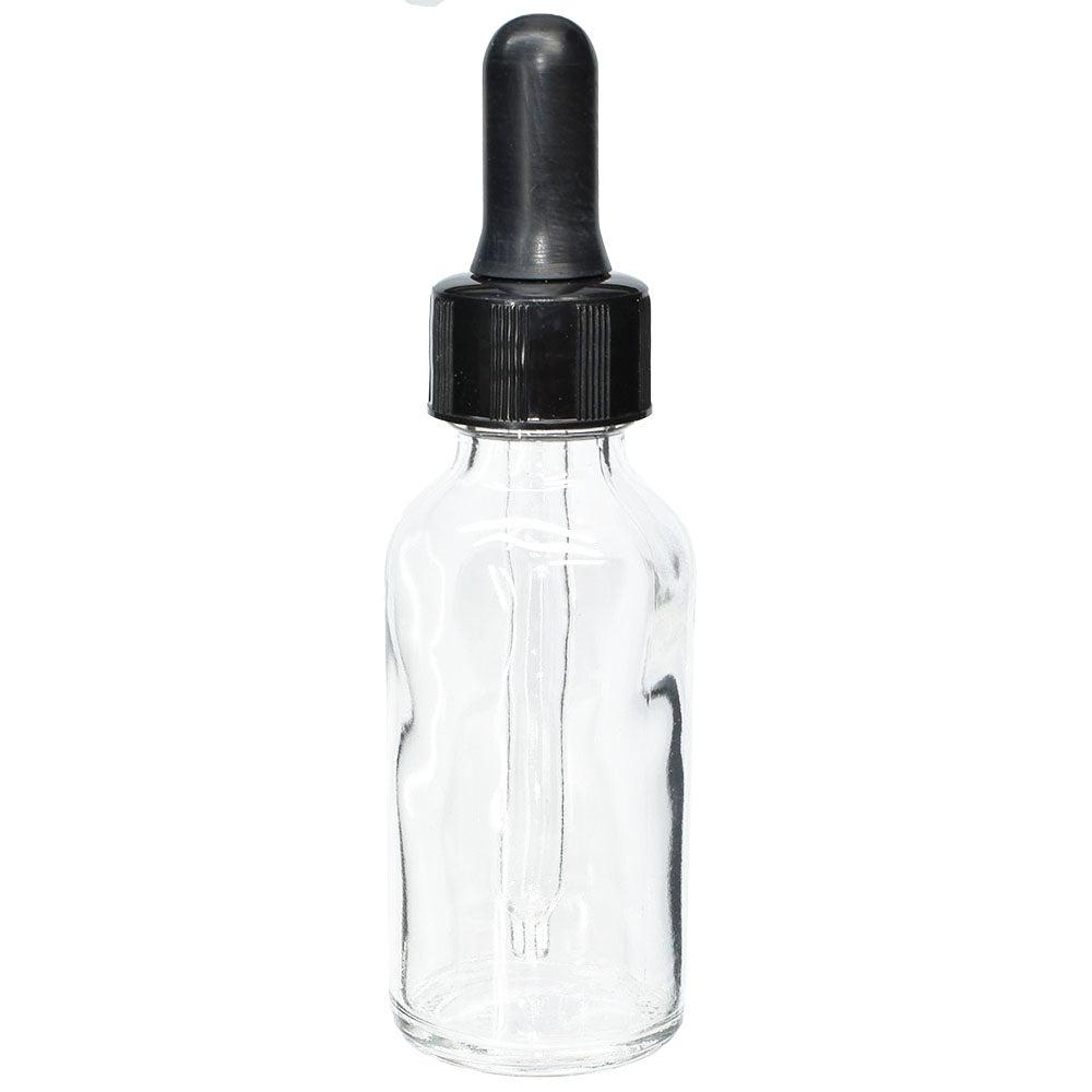1 oz. Clear Boston Round with Black Nitrile Glass Dropper (20/400) (V7) (V12)
