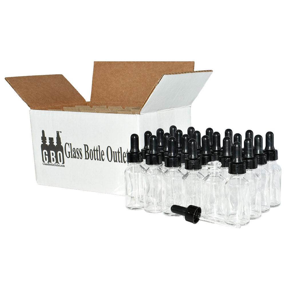 1 oz. Clear Boston Round with Black Nitrile Glass Dropper (20/400) (V7) (V12)