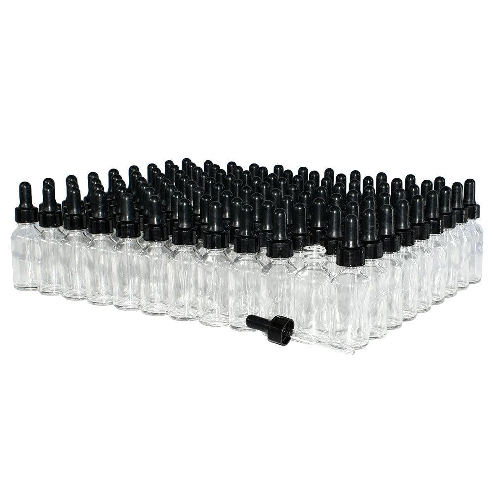 1 oz. Clear Boston Round with Black Nitrile Glass Dropper (20/400) (V7) (V12)