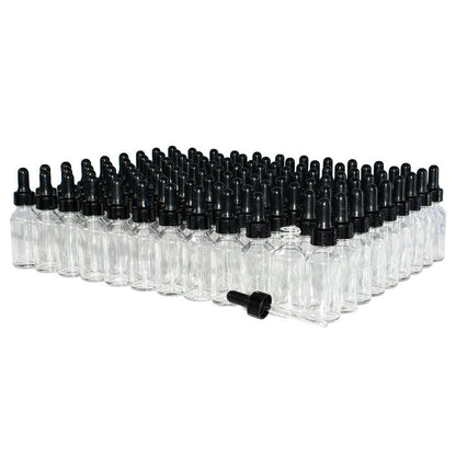 1 oz. Clear Boston Round with Black Nitrile Glass Dropper (20/400) (V7) (V12)