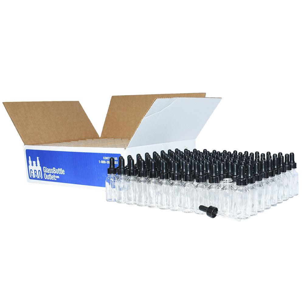 1 oz. Clear Boston Round with Black Nitrile Glass Dropper (20/400) (V7) (V12)