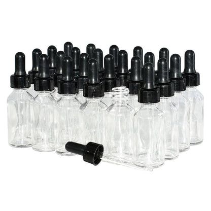 1 oz. Clear Boston Round with Black Nitrile Glass Dropper (20/400) (V7) (V12)