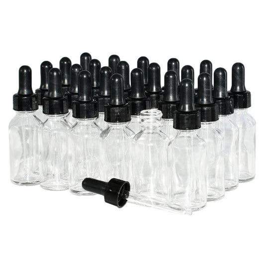 1 oz. Clear Boston Round with Black Nitrile Glass Dropper (20/400) (V7) (V12)