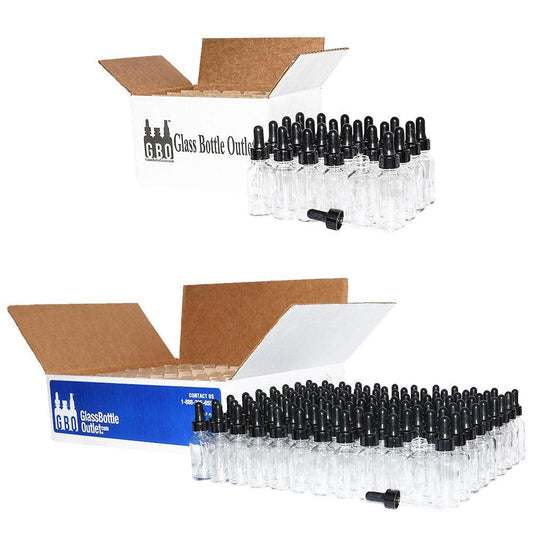 1 oz. Clear Boston Round with Black Nitrile Glass Dropper (20/400) (V8) (V12)