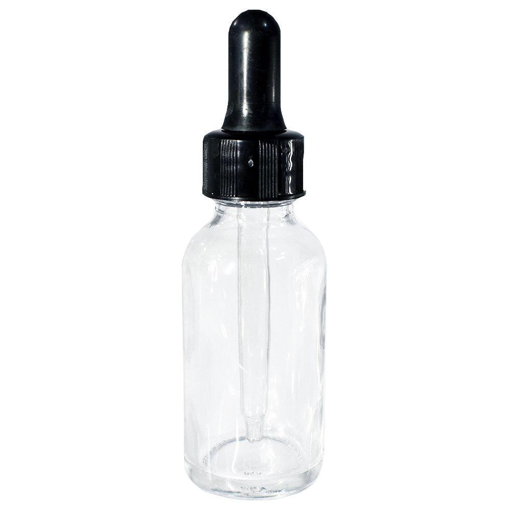 1 oz. Clear Boston Round with Black Nitrile Glass Dropper (20/400) (V8) (V12)