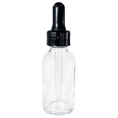 1 oz. Clear Boston Round with Black Nitrile Glass Dropper (20/400) (V8) (V12)