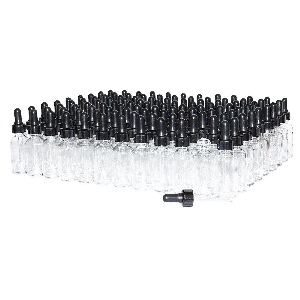1 oz. Clear Boston Round with Black Nitrile Glass Dropper (20/400) (V8) (V12)