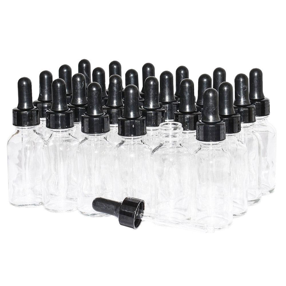 1 oz. Clear Boston Round with Black Nitrile Glass Dropper (20/400) (V8) (V12)
