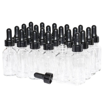 1 oz. Clear Boston Round with Black Nitrile Glass Dropper (20/400) (V8) (V12)