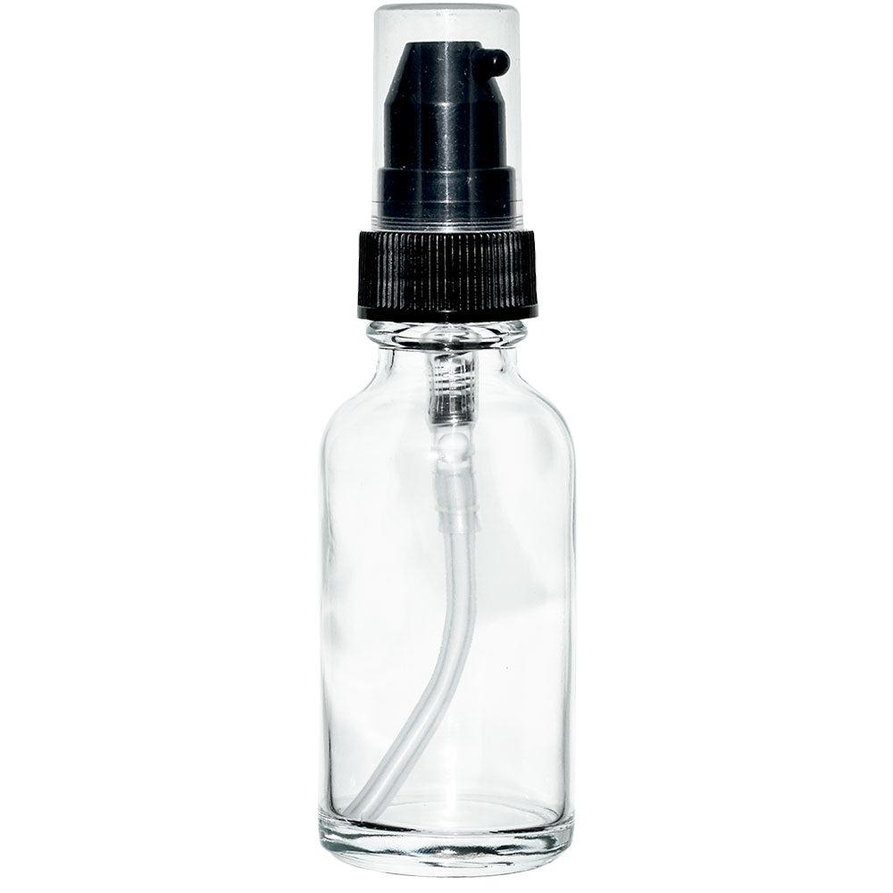 1 oz. Clear Boston Round with Black Treatment Pump (20/400) (V20) (V20)