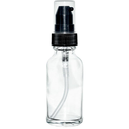 1 oz. Clear Boston Round with Black Treatment Pump (20/400) (V20) (V20)