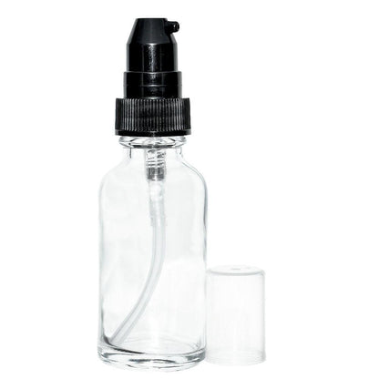 1 oz. Clear Boston Round with Black Treatment Pump (20/400) (V20) (V20)