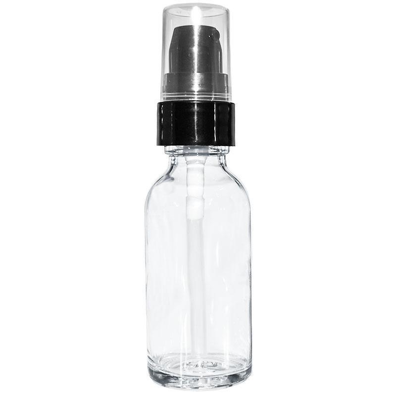 1 oz. Clear Boston Round with Black Treatment Pump (20/400) (V4) (V15)