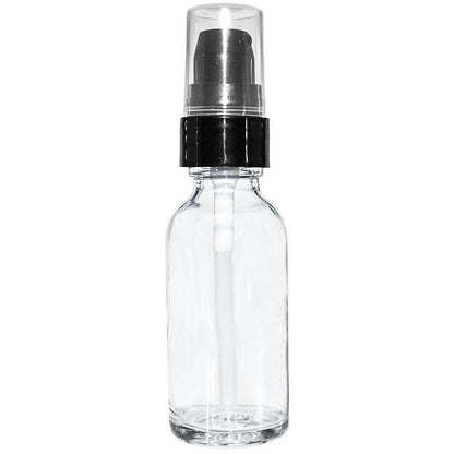 1 oz. Clear Boston Round with Black Treatment Pump (20/400) (V4) (V15)