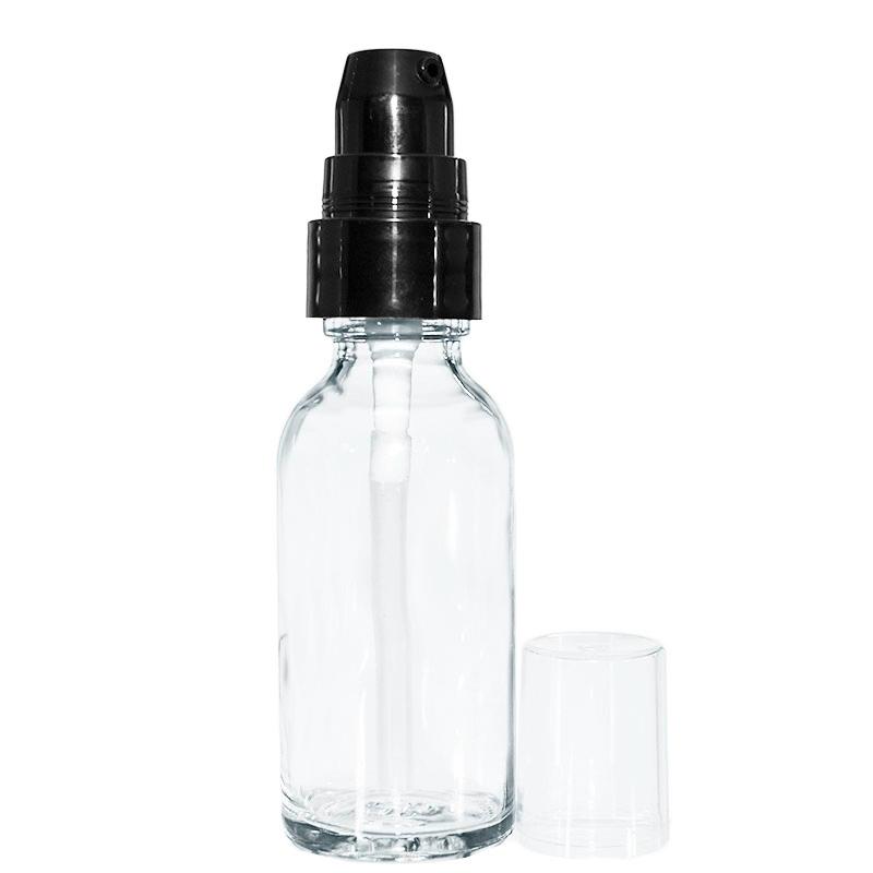 1 oz. Clear Boston Round with Black Treatment Pump (20/400) (V4) (V15)