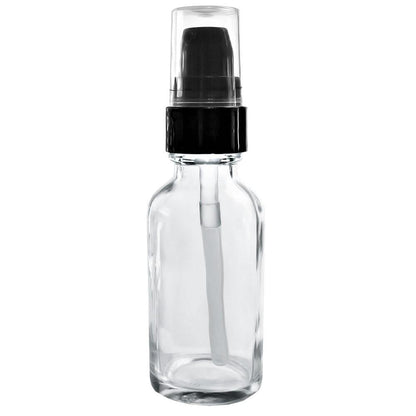 1 oz. Clear Boston Round with Black Treatment Pump (20/400) (V7) (V15)