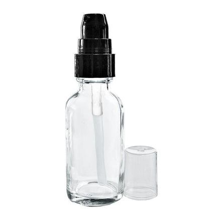 1 oz. Clear Boston Round with Black Treatment Pump (20/400) (V7) (V15)
