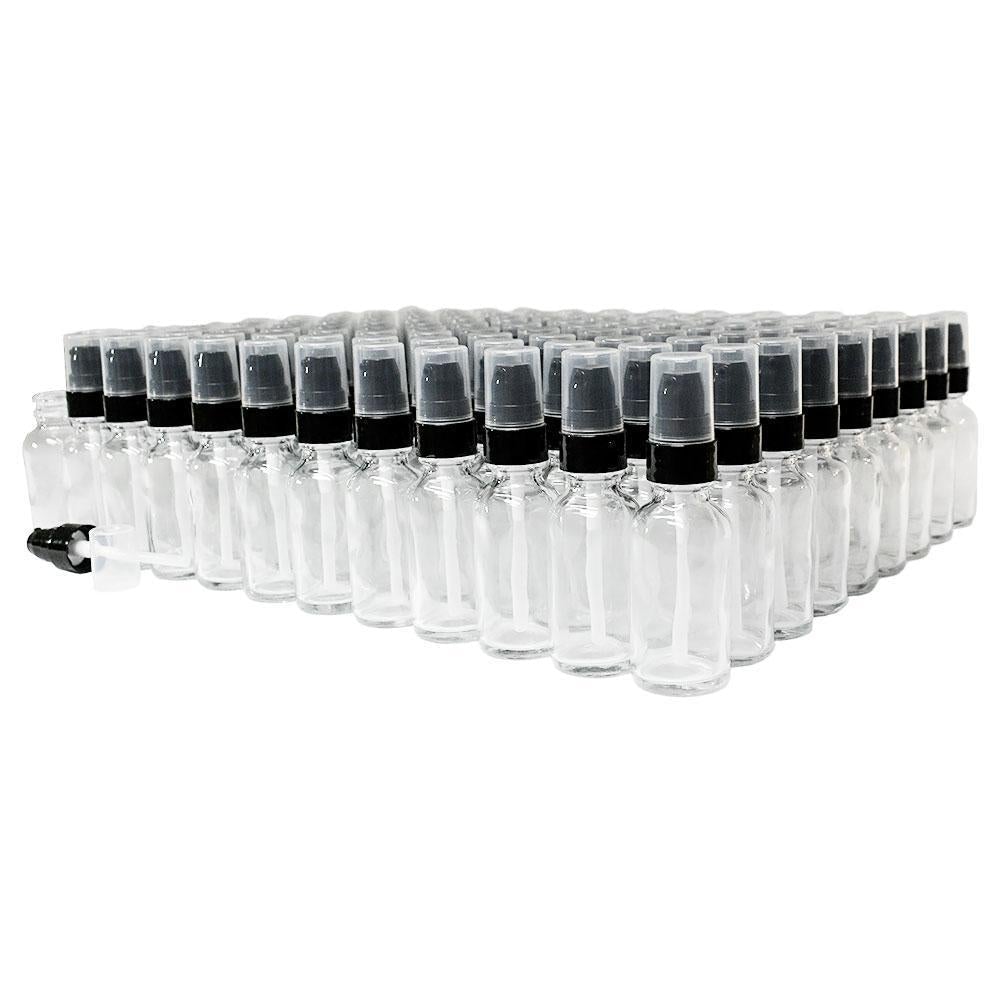 1 oz. Clear Boston Round with Black Treatment Pump (20/400) (V7) (V15)