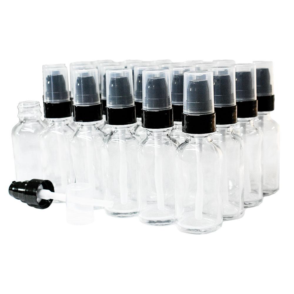 1 oz. Clear Boston Round with Black Treatment Pump (20/400) (V7) (V15)