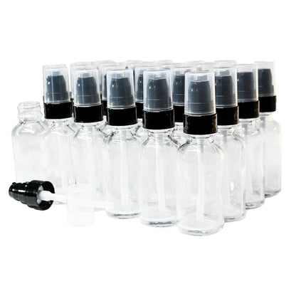 1 oz. Clear Boston Round with Black Treatment Pump (20/400) (V7) (V15)