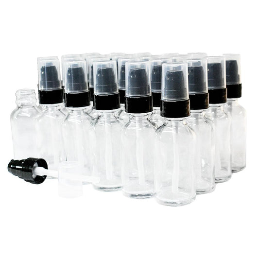 1 oz. Clear Boston Round with Black Treatment Pump (20/400) (V7) (V15)