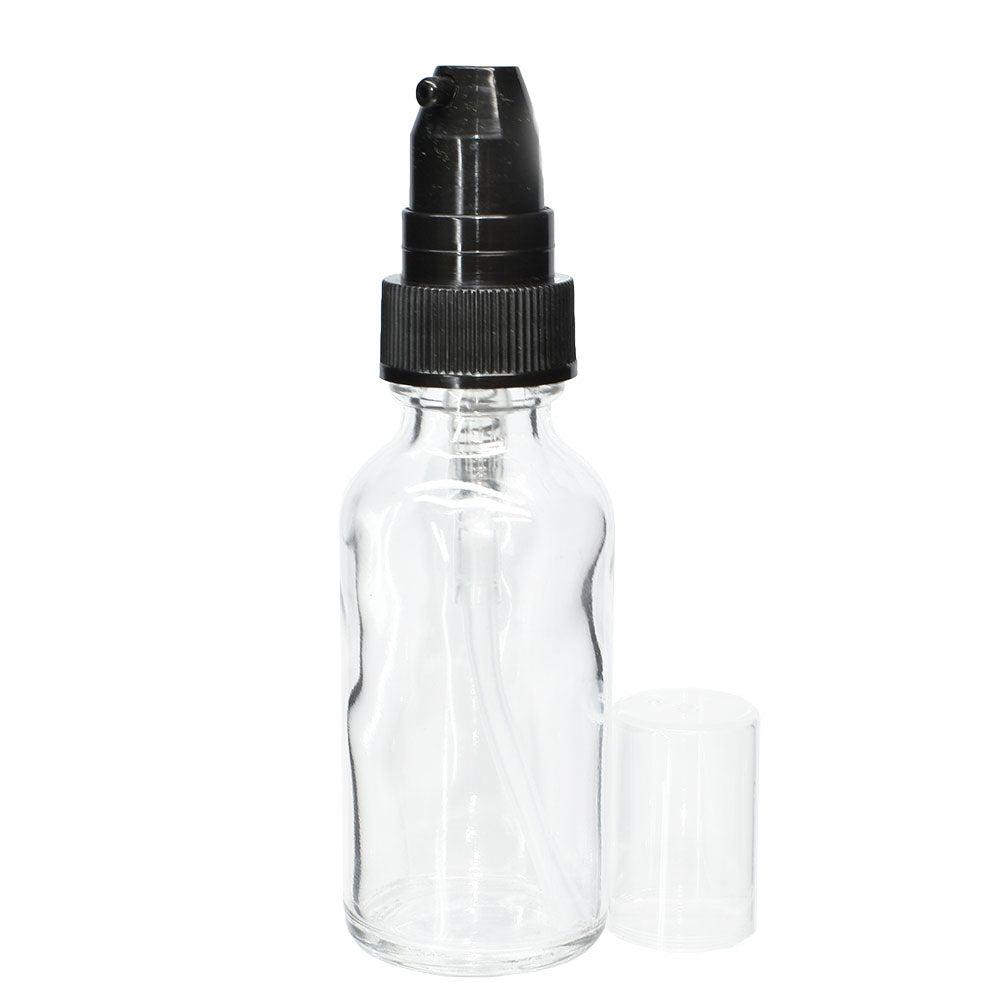 1 oz. Clear Boston Round with Black Treatment Pump (20/400) (V7) (V20)