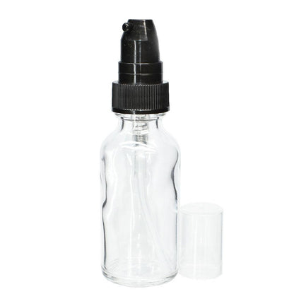 1 oz. Clear Boston Round with Black Treatment Pump (20/400) (V7) (V20)