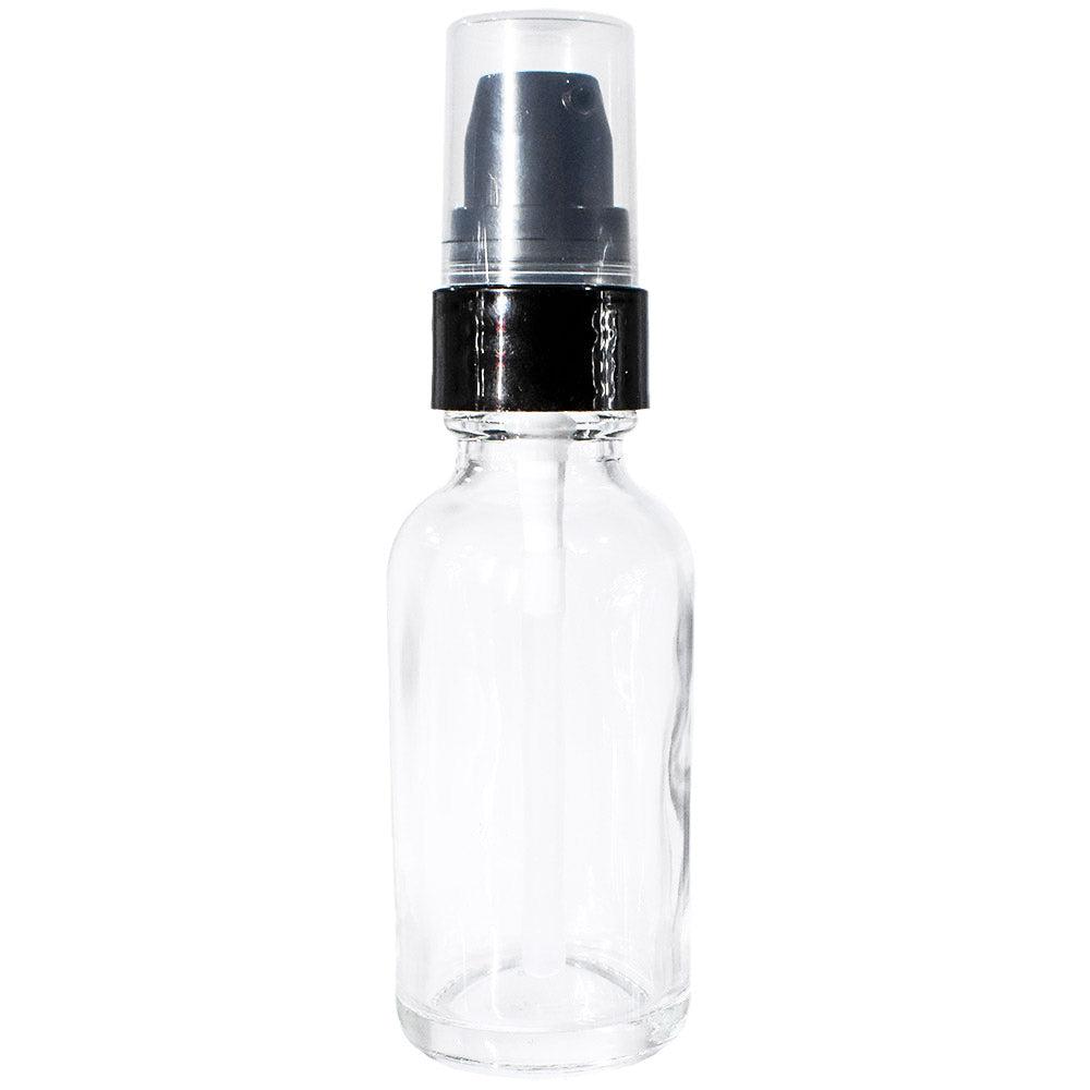 1 oz. Clear Boston Round with Black Treatment Pump (20/400) (V8) (V15)