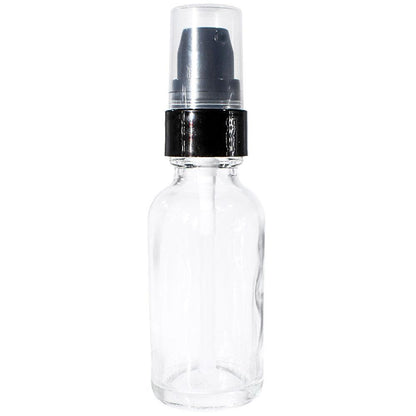 1 oz. Clear Boston Round with Black Treatment Pump (20/400) (V8) (V15)