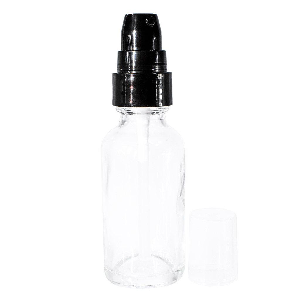 1 oz. Clear Boston Round with Black Treatment Pump (20/400) (V8) (V15)