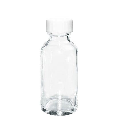 1 oz. Clear Boston Round with Reducer and White Cap (20/400) (V20) (V1)