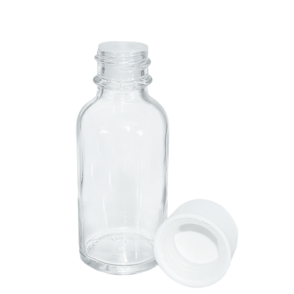 1 oz. Clear Boston Round with Reducer and White Child-Resistant Cap (20/400) (V23) (V1)