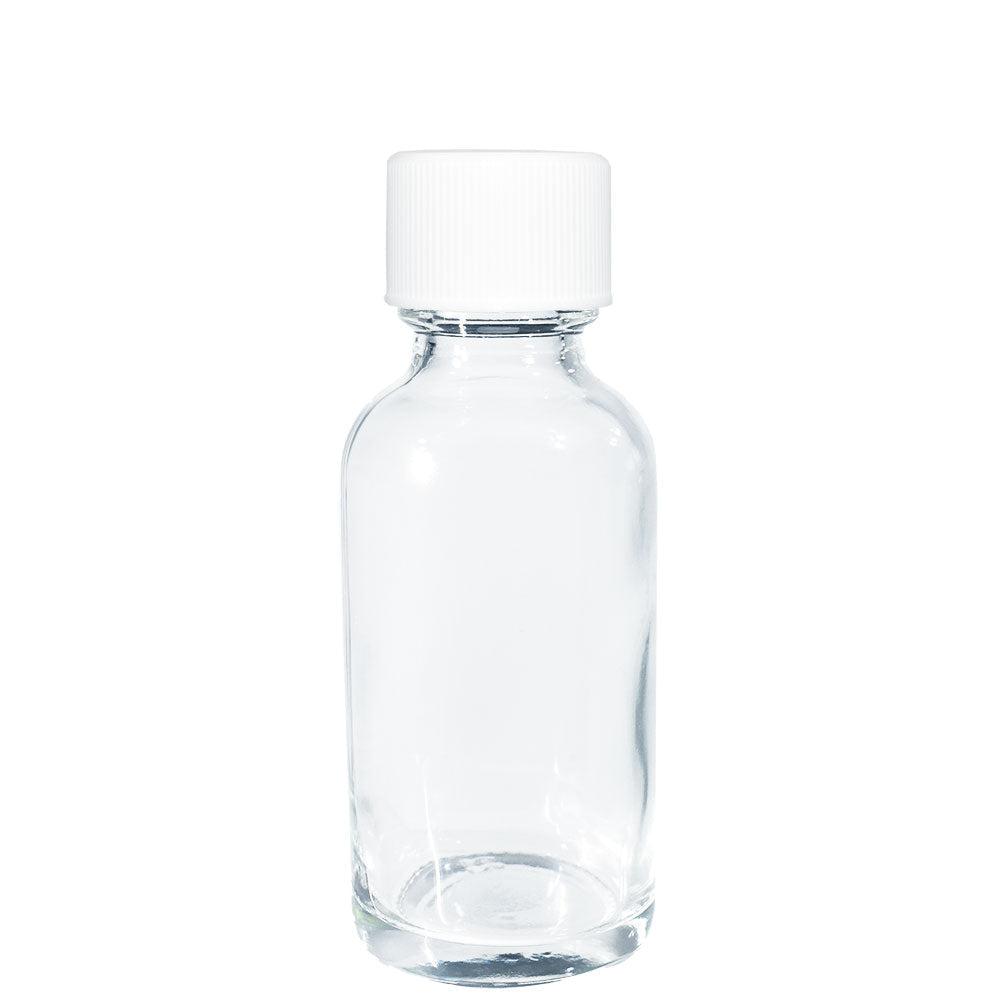 1 oz. Clear Boston Round with White Child-Resistant Cap (20/400) (V8) (V1)
