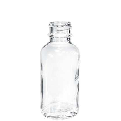 1 oz. Clear Boston Round with White Glass Dropper (20/400) (V20) (V8)