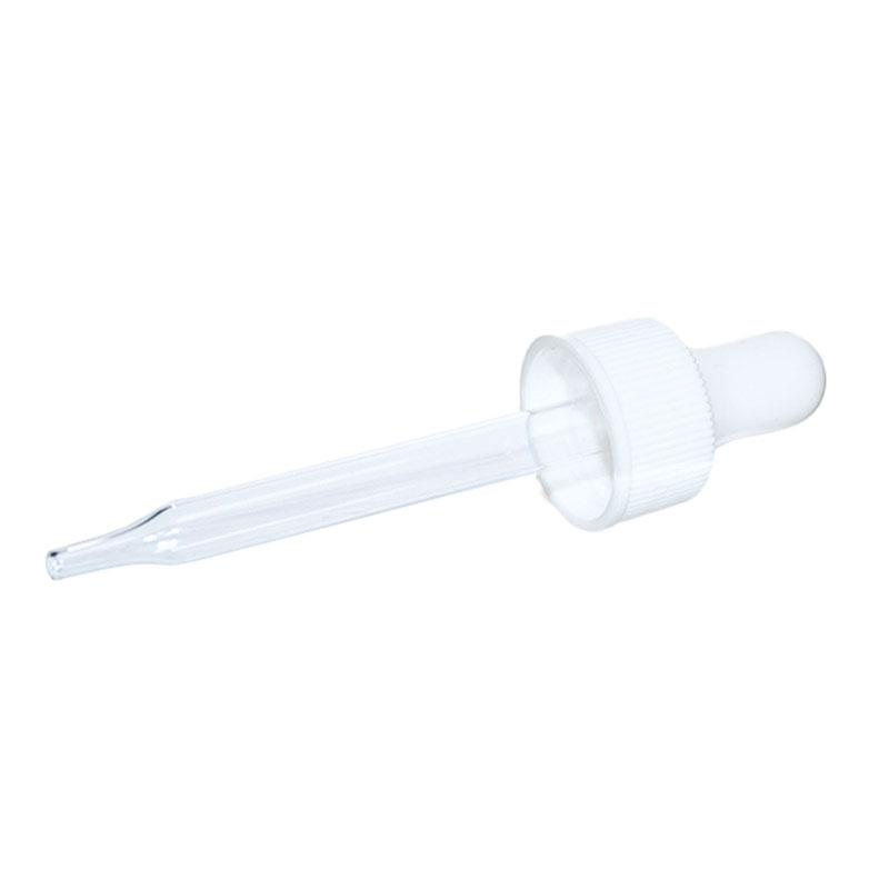 1 oz. Clear Boston Round with White Glass Dropper (20/400) (V20) (V8)