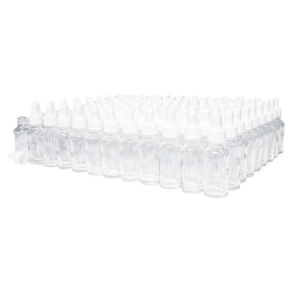 1 oz. Clear Boston Round with White Glass Dropper (20/400) (V20) (V8)
