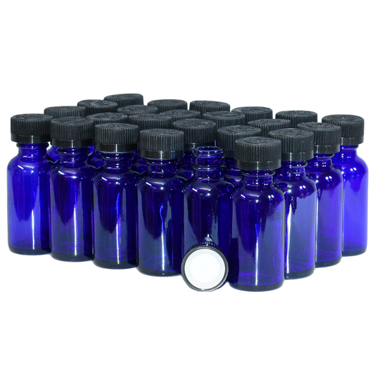 1 oz. Cobalt Blue Boston Round with Black Child-Resistant Cap (20/400) (V23) (V6)