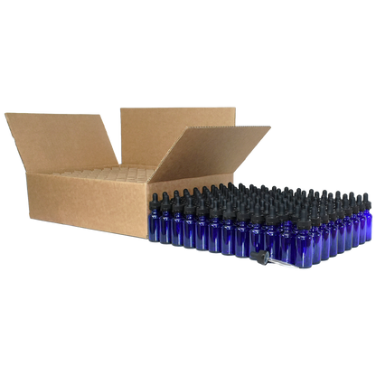 1 oz. Cobalt Blue Boston Round with Black Child-Resistant Dropper (20/400) (V23) (V8)
