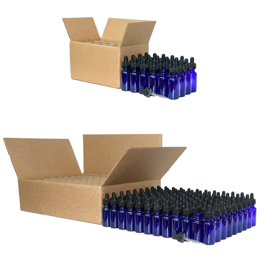 1 oz. Cobalt Blue Boston Round with Black Child-Resistant Dropper (20/400) (V23) (V8)