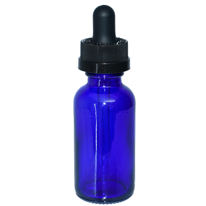 1 oz. Cobalt Blue Boston Round with Black Child-Resistant Dropper (20/400) (V23) (V8)