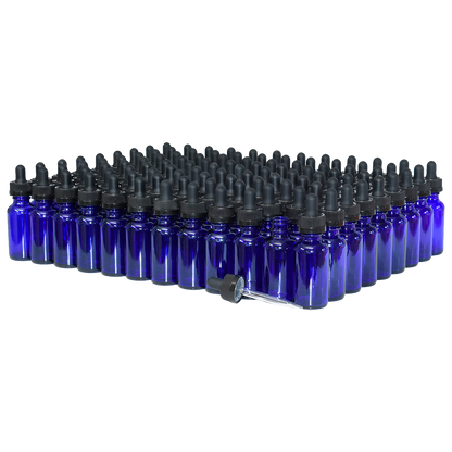 1 oz. Cobalt Blue Boston Round with Black Child-Resistant Dropper (20/400) (V23) (V8)