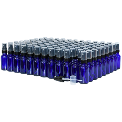 1 oz. Cobalt Blue Boston Round with Black Fine-Mist Sprayer (Smooth) (.16 ml Per Spray) (20/400) (V23) (V20)