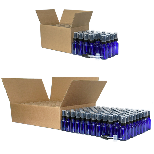1 oz. Cobalt Blue Boston Round with Black Fine-Mist Sprayer (Smooth) (.16 ml Per Spray) (20/400) (V23) (V20)