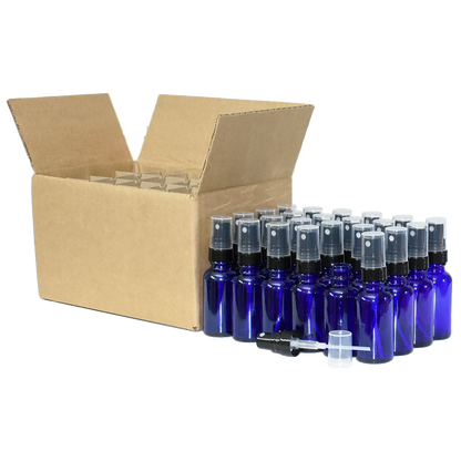 1 oz. Cobalt Blue Boston Round with Black Fine-Mist Sprayer (Smooth) (.16 ml Per Spray) (20/400) (V23) (V20)