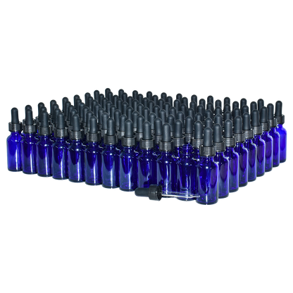 1 oz. Cobalt Blue Boston Round with Black Glass Dropper (20/400) (V23) (V20)
